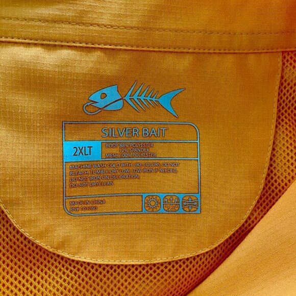 Silver Bait Orange Outdoor Short Sleeve Button Down Shirt Vented Back 2XLT NEW - Picture 7 of 7